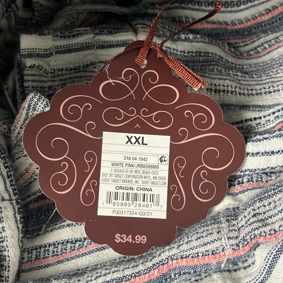 NWT Knox Rose Belted Linen Blend Pants Wide Leg Loose Striped High Rise XXL - Picture 10 of 10